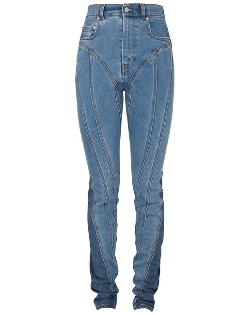 Mugler Spiral Panelled Skinny Jeans