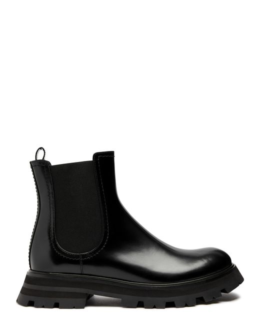 Alexander McQueen Glossed Leather Chelsea Boots