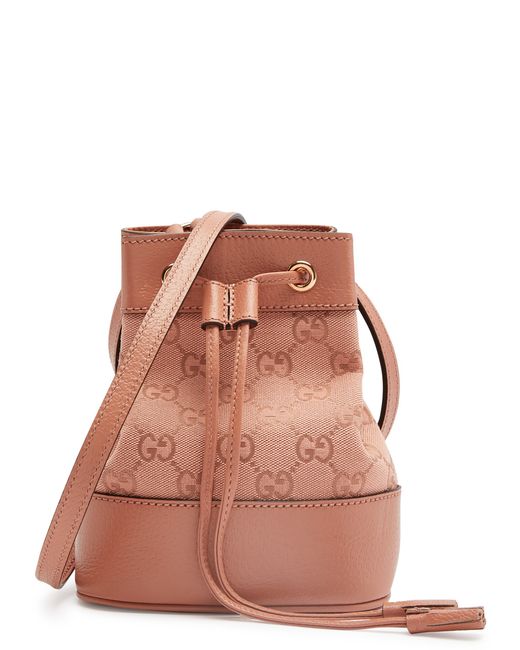 Gucci Ophidia Small Monogrammed Bucket Bag Leather