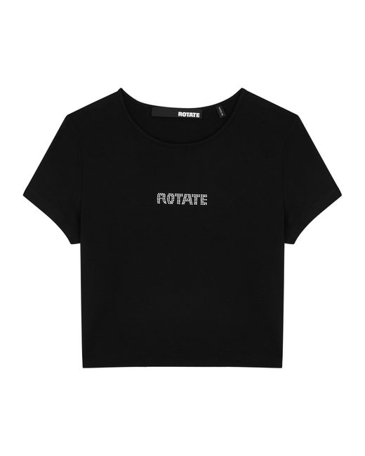 Rotate Birger Christensen Logo Cropped Stretch-jersey T-shirt