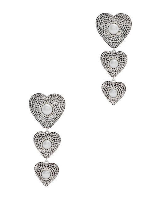 Soru Jewellery Heart Rhodium-plated Drop Earrings