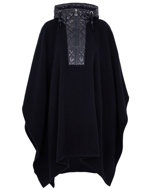 Moncler Hooded Wool Cape Whipstitch Trims