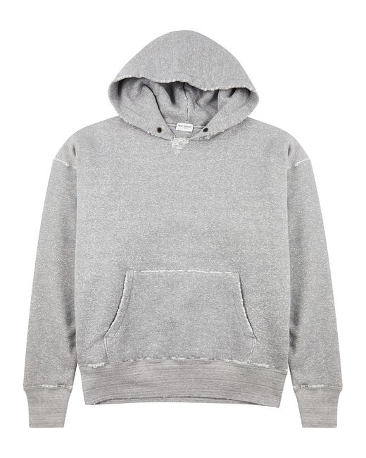 Saint Laurent Distressed Hooded Cotton Sweatshirt