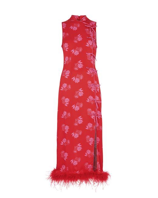 Kitri Myla Floral-jacquard Satin Midi Dress 12 UK