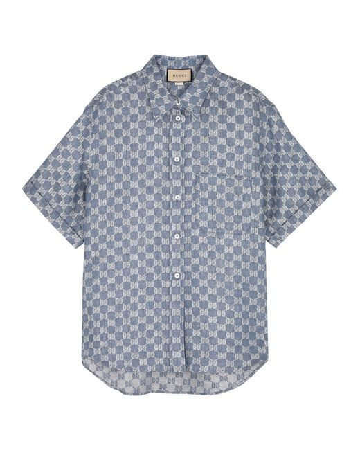 Gucci GG-jacquard Linen Shirt 44 UK12