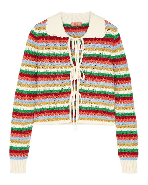 Kitri Evie Striped Crochet Cardigan UK14