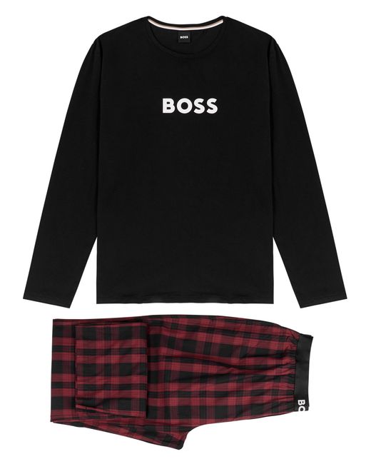 Boss Checked Stretch-cotton Pyjama set