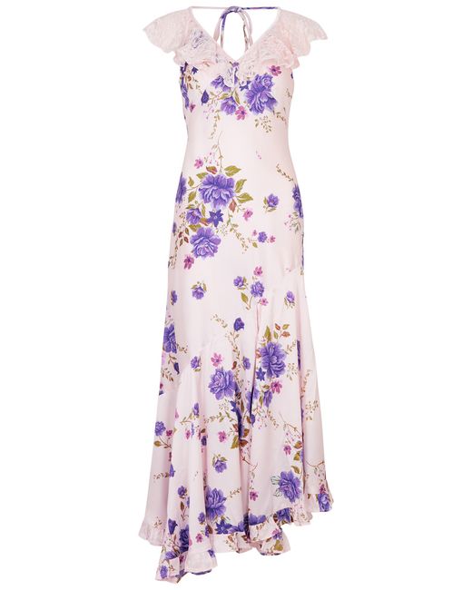 Free People Warm Hearts Floral-print Satin Dress UK16-UK18