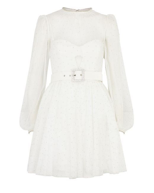 Rebecca Vallance Mirabella Embellished Crepe and Tulle Mini Dress 8 UK8