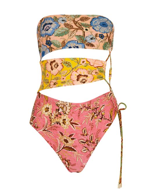 Zimmermann Junie Floral-print Cut-out Swimsuit 0 UK 8