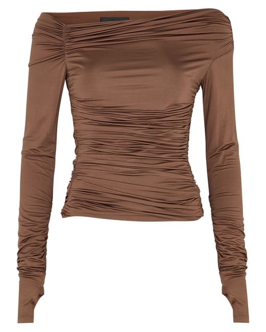 Helmut Lang Ruched Stretch-jersey top UK6