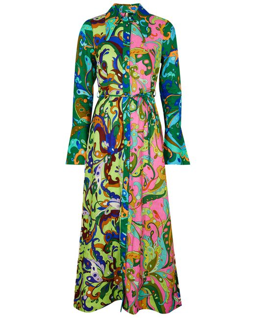 Alemais Yvette Printed Linen Maxi Dress 14 UK14
