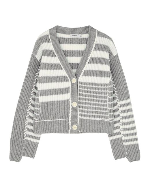 Jonathan Simkhai Adara Striped Wool-blend Cardigan UK8-10