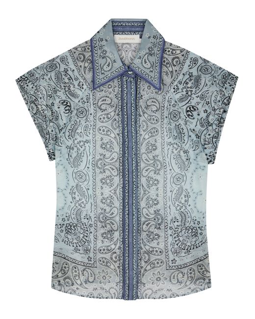 Zimmermann Matchmaker Printed Linen-blend Shirt 1 UK 10