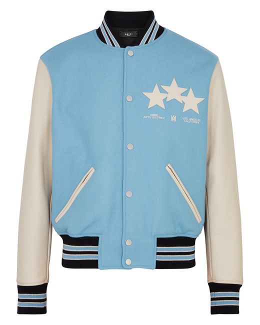 Amiri Stars Panelled Wool-blend Varsity Jacket