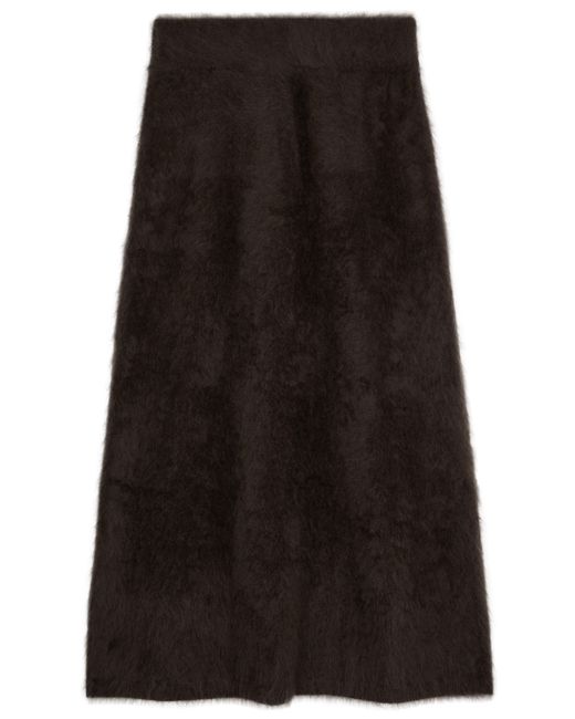 Lisa Yang Asta Brushed Cashmere Midi Skirt 1 UK 8-10