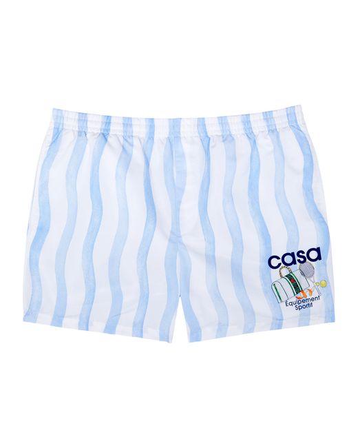 Casablanca Striped Logo-print Shell Swim Shorts