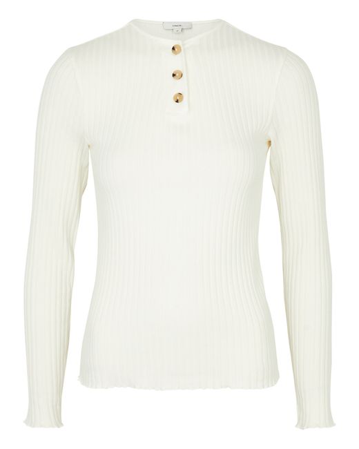 Vince Henley Ribbed Stretch-cotton top UK16