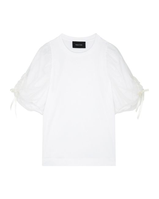 Simone Rocha Bow-embellished Cotton and Tulle T-shirt UK12
