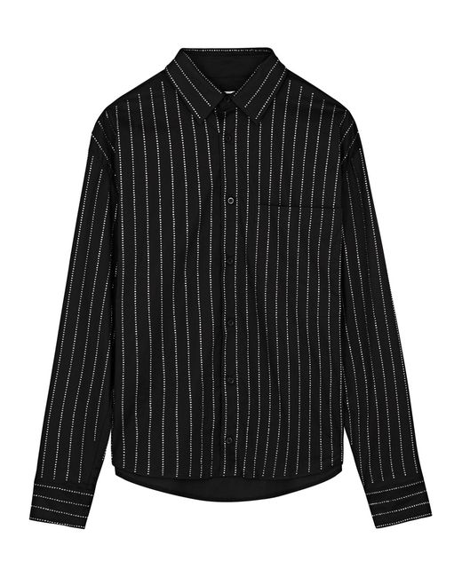 Giuseppe Di Morabito Striped Crystal-embellished Stretch-cotton Shirt 42 UK10