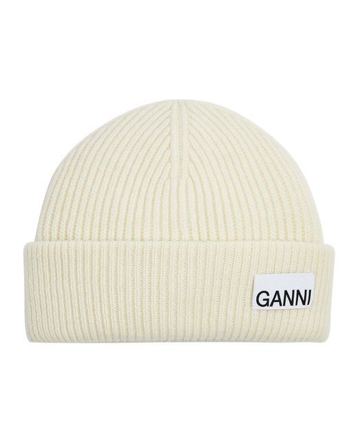 Ganni Fitted Ribbed Wool-blend Beanie