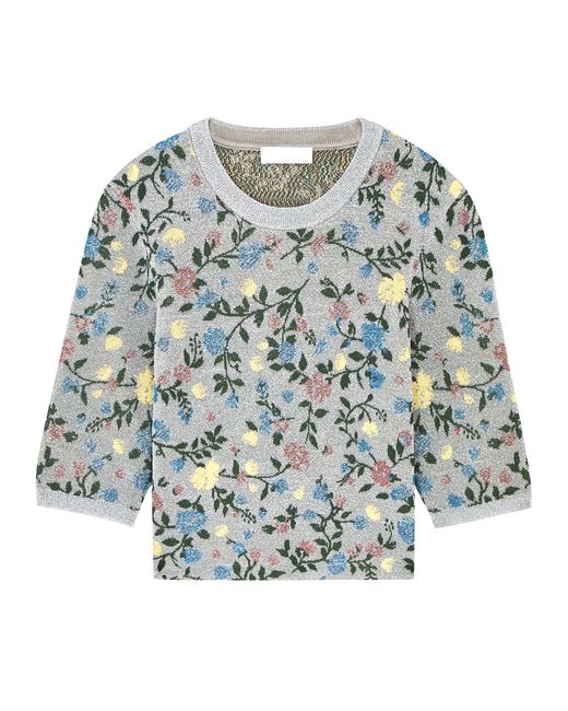 Rabanne Glittered Floral-jacquard Knitted top UK6