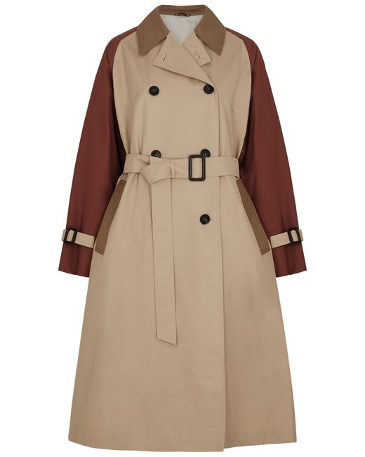Weekend Max Mara Canasta Colour-blocked Cotton-blend Trench Coat 8 UK8