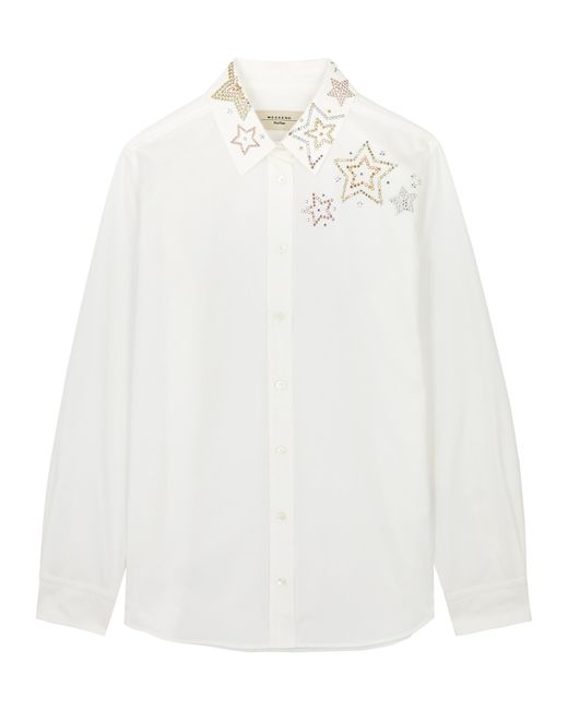 Weekend Max Mara Donnola Crystal-embellished Cotton Poplin Shirt 16 UK16