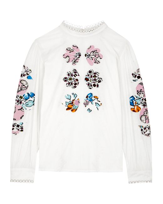 Weekend Max Mara Popoli Embroidered Cotton Blouse UK14