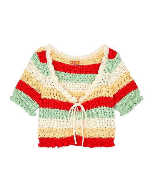 Kitri Ally Striped Crochet-knit top UK12