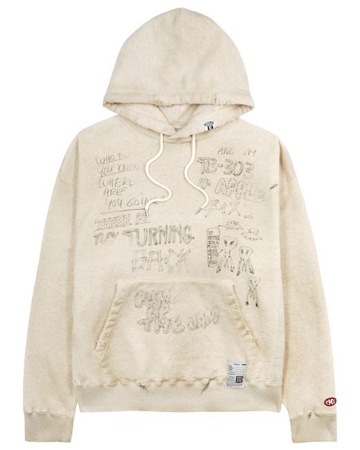 Maison mihara yasuhiro Printed Distressed Hooded Cotton Sweatshirt 50 IT50