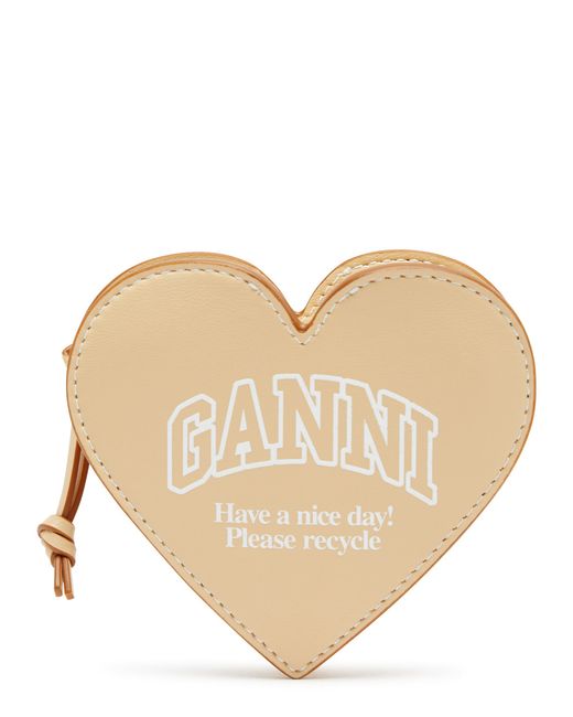 Ganni Heart Logo-print Leather Coin Purse