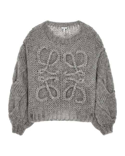 Loewe Anagram Open-knit Mohair-blend Jumper UK6