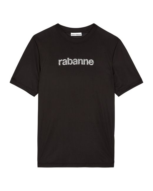 Paco Rabanne Logo-embellished Satin-jersey T-shirt UK12
