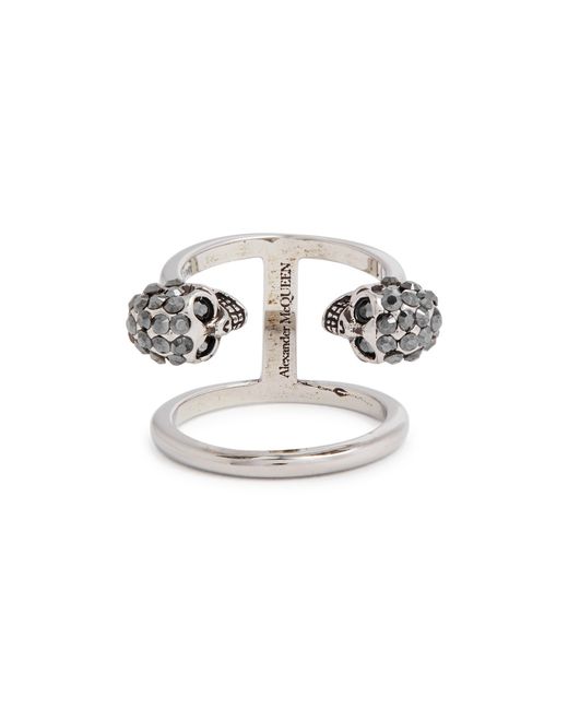 Alexander McQueen Twin Skull Crystal-embellished Ring
