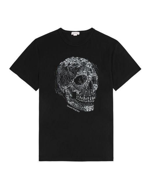 Alexander McQueen Crystal Skull Printed Cotton T-shirt