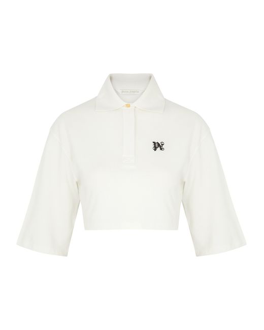 Palm Angels Logo Cropped Piqué Cotton Polo Shirt UK8-10