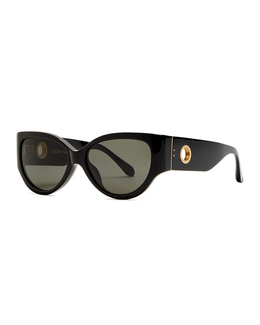 Linda Farrow Luxe Connie Round Cat-eye Sunglasses