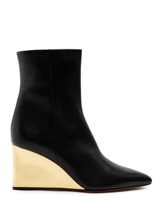 Chloé Rebecca 70 Leather Wedge Ankle Boots 37 IT37 UK4