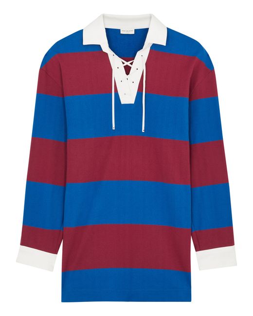 Dries Van Noten Chu Striped Cotton-blend Polo Shirt UK14