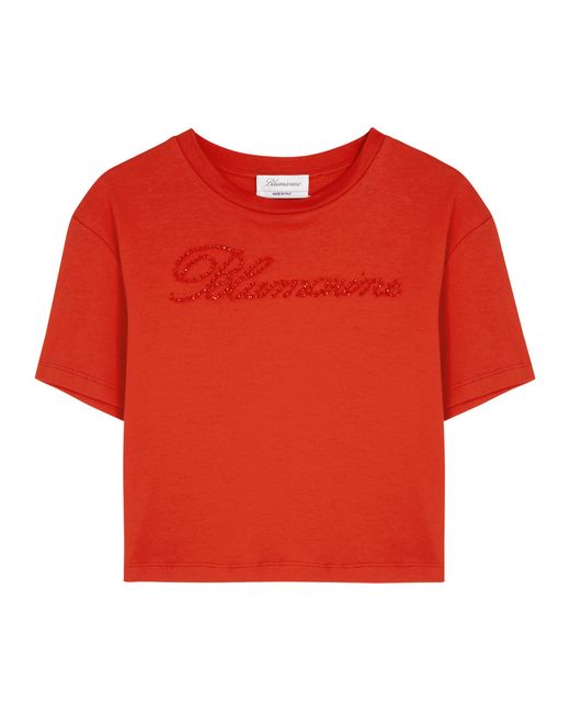 Blumarine Logo-embellished Cotton T-shirt UK12