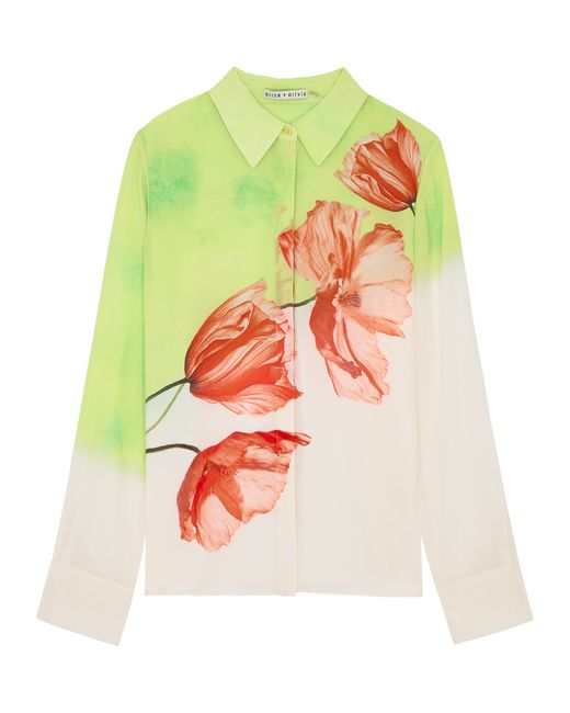 Alice + Olivia Brady Floral-print Silk Shirt UK6