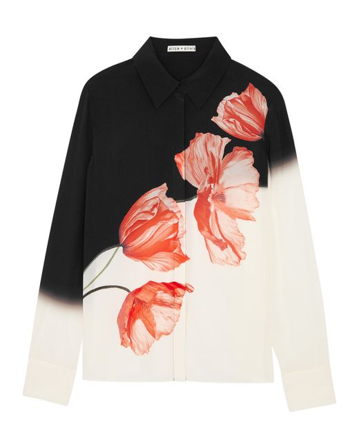 Alice + Olivia Brady Floral-print Silk Shirt UK14