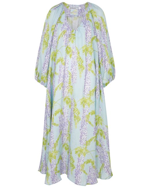 Bernadette Georgette Floral-print Linen Maxi Dress 34 UK6