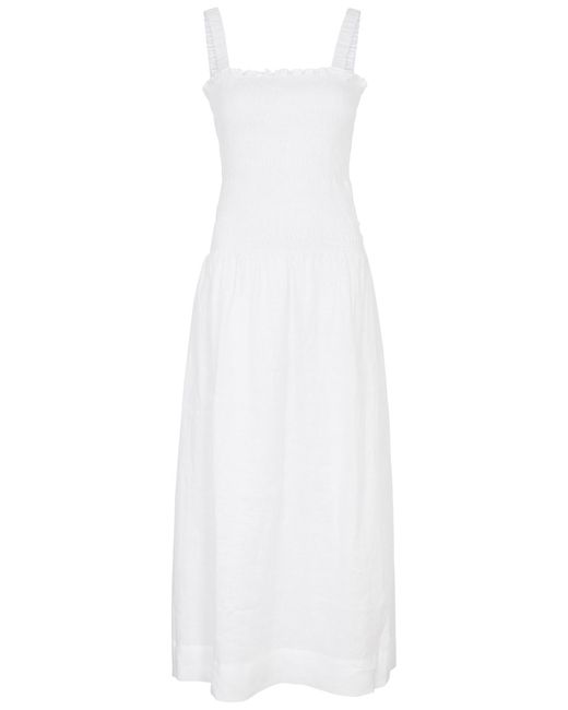 Faithful the Brand Messina Smocked Linen Maxi Dress UK14
