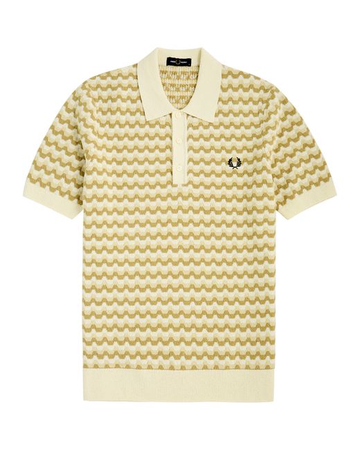 Fred Perry Striped Bouclé-knit Polo Shirt
