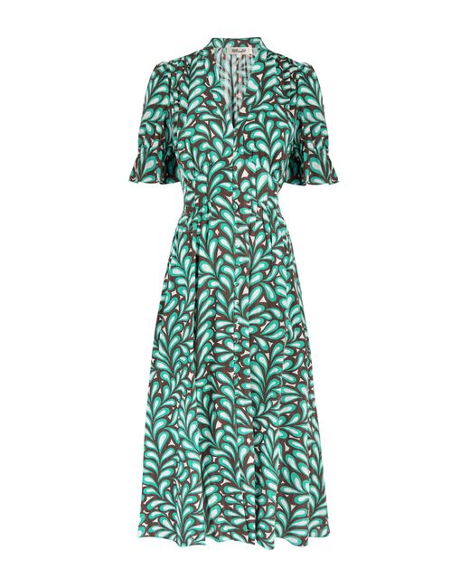 Diane von Furstenberg Erica Printed Cotton Midi Dress 8 UK12