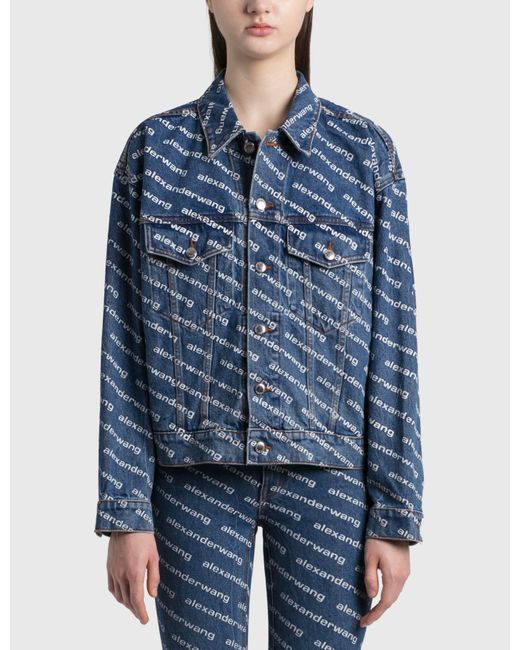 T by Alexander Wang All-over Logo Printed Denim Jacket