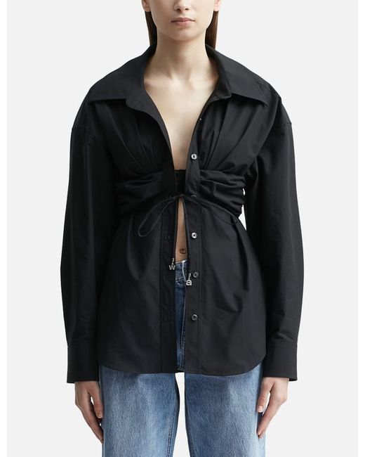 T by Alexander Wang Ruched Bandeau Overlay Open Front Shirt
