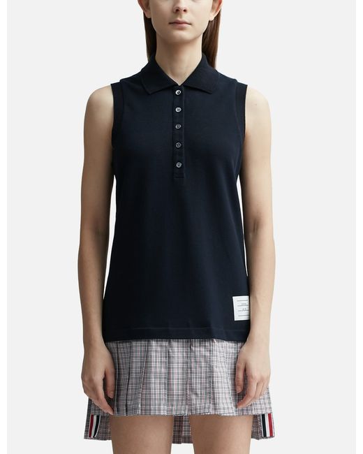 Thom Browne Polo Mini Dress with Pleated Skirt